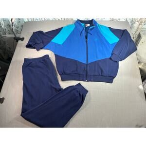 Vintage Nike Sweatsuit Mens L Jacket Pants Set Blue Colorblock Track Suit Cotton